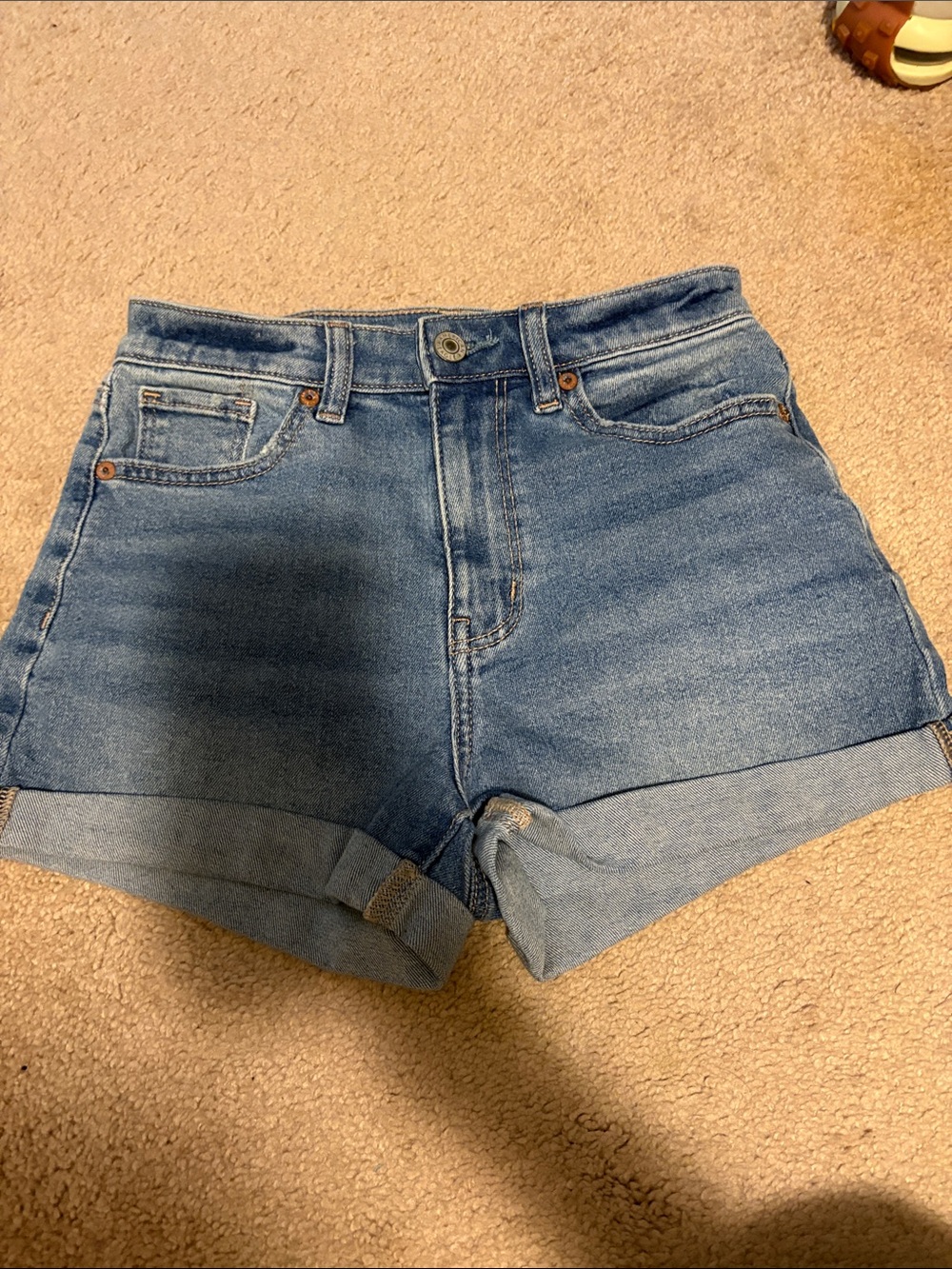 American Eagle Outfitters Light Blue High-Rise Cuffed Jean Shorts